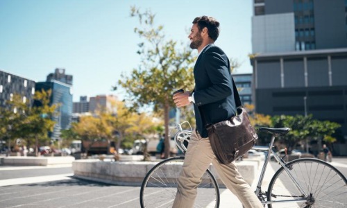 a man walking on a street