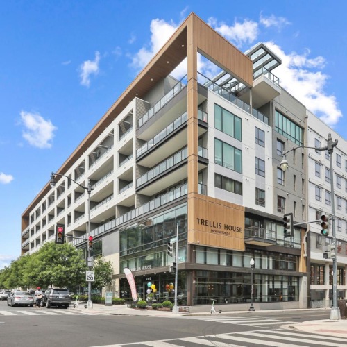 Find your perfect fit at Trellis House a large building with a street in front of it